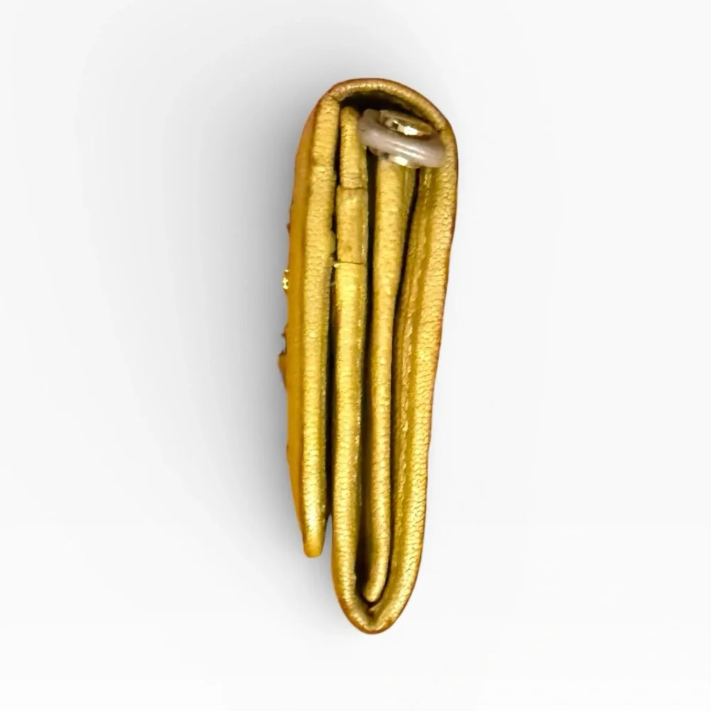 Jimmy Choo Nino Crystal Star-Studded Pearlized Yellow Leather Wallet and COA - Picture 6 of 17